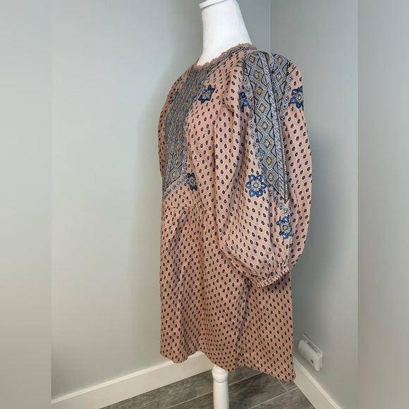 ANTHROPOLOGIE  Embroidered Cotton  Boho Mini Tunic Dress SZ 6 - Picture 14 of 17